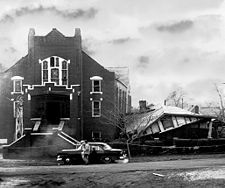 Bethel Baptist Church and parsonage following the '56 Christmas bombing. 